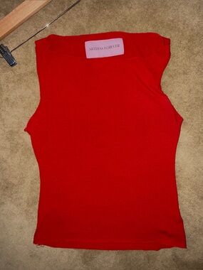 Women’s Red Sleeveless boat neck Knit Top